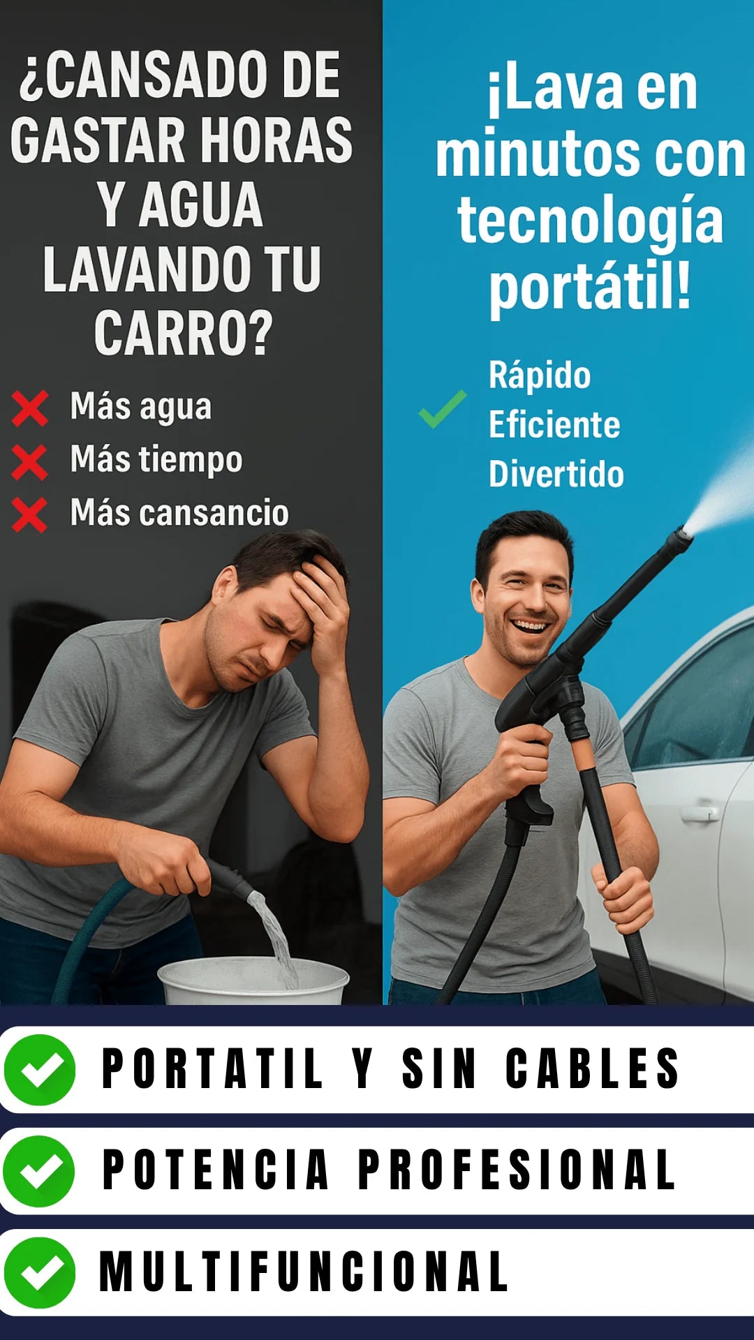 Hidrolavadora inalámbrica Boquilla 6 en 1