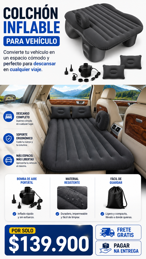 COLCHON INFLABLE VIAJERO PARA CARRO